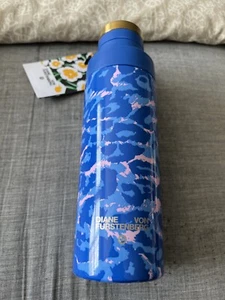 DVF Diane Von Furstenberg x Target Leopard Blue Stainless Steel Water Bottle NEW - Picture 1 of 7