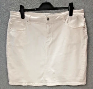 Just Jeans Size 16 Skylar Classic Mid Waist Mid-length White Stretch Denim Skirt - Picture 1 of 9
