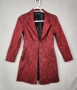 Abrigo Bisou Bisou Mujer 12 Rojo Negro Paisley Jacquard Longline Michele Bohbot - Imagen 1 de 11