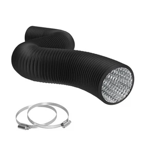 Flexible 6 Inch Ducting - Black 8 Feet Flex Aluminum Duct with 2 Clamps – 4 L... - Picture 1 of 8