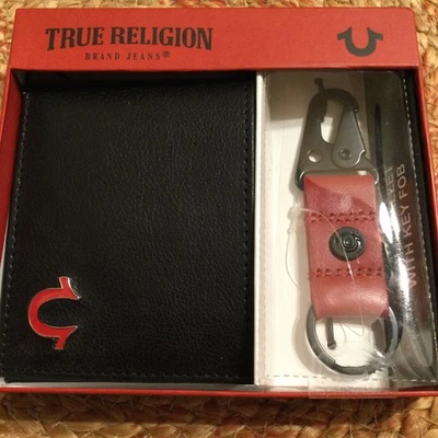 True Religion RFID Marcus Slim Doble Cartera y Cierre de Llave Set de Regalo Limitado Nuevo con Etiquetas Foto 1 de 3