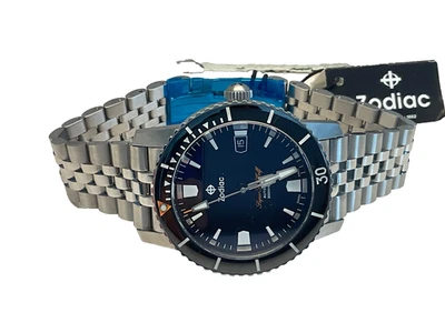 NUEVO ZODIAC SUPER SEA WOLF 53 COMPRESIÓN 40 MM ESFERA NEGRA AZUL LUME AUTOMÁTICO ZO9296 Foto 1 de 4