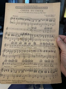 Künstlerkopie Film Musik Noten DECKELHUT "Cheek To Cheek" - Bild 1 von 1