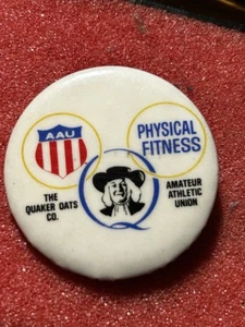 Vintage Quaker Oats AAU Pin Physical Fitness Amateur Athletic Union Back  Pin - Picture 1 of 3