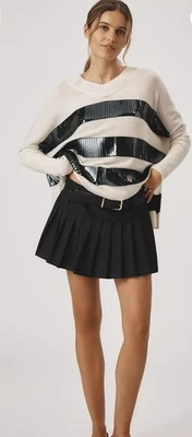 Suéter Anthropologie Maeve Lentejuelas Cachemira Blanco Negro Talla M Nuevo con Etiquetas Foto 1 de 4