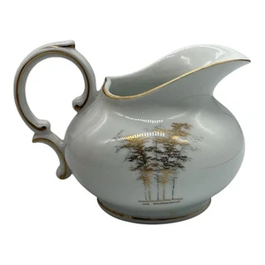 Crema de bambú Fukagawa Arita pintada a mano dorada mediados de siglo porcelana Japón MCM - Imagen 1 de 9