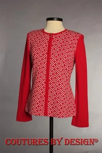 St John Knits Milano Sweater Micro Diamond Red/White Size Small NWT $850 - Picture 1 of 4