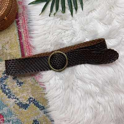 Cinturón Ann Taylor Marrón Tejido Cuero Mediano Western Boho Renacimiento Foto 1 de 4