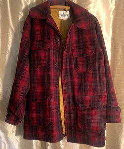 Vintage Woolrich Mackinaw Wool Jacket Size 44 LONG Buffalo Plaid 1960's - Picture 1 of 18