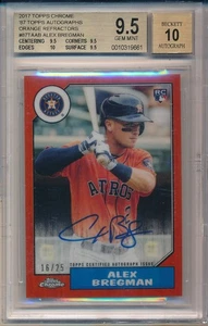 2017 TOPPS CHROME '87 TOPPS ALEX BREGMAN AUTOGRAPHS ORANGE REFRACTORS #87TA-AB - Picture 1 of 2