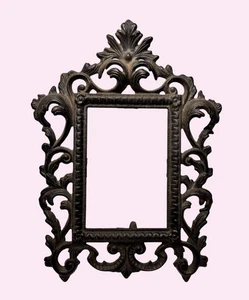 antique Ornate Victorian Style Cast Iron Picture Frame 10" x 6" - Picture 1 of 7