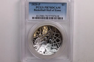 2020-P $1, Basketball H.O.F., Silver Commemorative, PCGS PR-69., Store #GMC265. - Picture 1 of 12