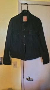 LEVI'S - Men's Black Denim Trucker Jacket - Size Medium - Picture 1 of 5