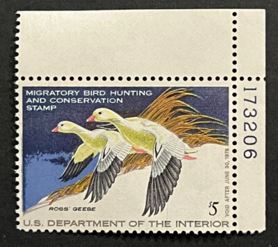 Travelstamps: 1977 US DUCK STAMPS  SCOTT #RW44 $5 ROSS's GEESE MINT MNH OG - Image 1 of 4