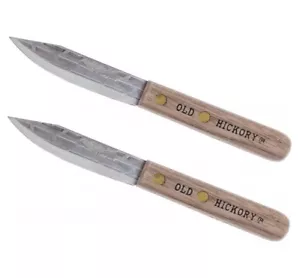 Old Hickory 2 PACK Kitchen Knife 3.2" Carbon Steel Blade Hickory Wood Handle - Picture 1 of 2