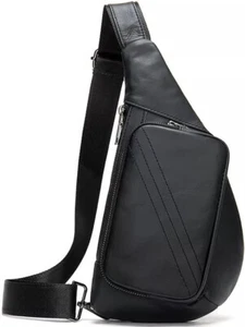 3 Pocket Leather Crossbody CCW Sling Bag with Holster, Faraday Bag, & Combo Lock - Picture 1 of 6