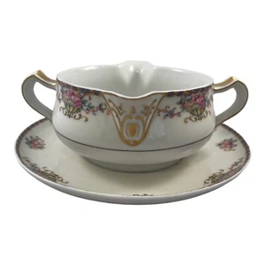 Vintage Haviland Limoges China Commodore Pattern Gravy Sauce Boat Floral Basket - Picture 1 of 12