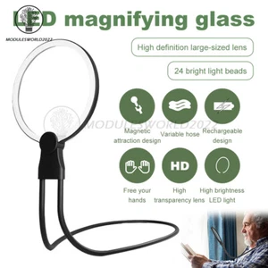 Magnifying Glass with Light 3X Large LED Lamp Giant Magnifier Reading Hands Free - Picture 1 of 17