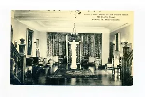Newton MA Messa cartolina vintage in lino, interno, Sacro Cuore Country Day School - Foto 1 di 2