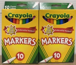 2 x 10 Packs - Crayola Classic Fine Line Assorted Markers Bright Colors - Picture 1 of 3