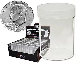 20 Large Dollar Tubes Round Clear Plastic Coin Storage Screw Caps For Morgan BCW - Picture 1 of 1