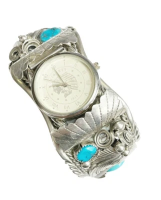 Navajo Indianerschmuck Armreif Uhr Armspange Bärenkralle Silber - Bild 1 von 4
