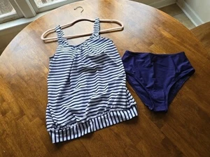 Yonique Womens Blouson Tankini Swimsuit Loose Fit Modest Two Piece Swimsuit-XS - Picture 1 of 10