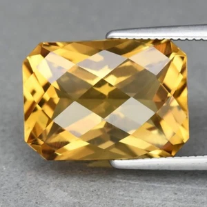 6.12ct 13.3x9.8mm VVS Octagon Natural Yellow Quartz Unheated Brazil - Bild 1 von 4