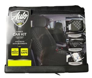 Auto Drive 5-Piece Kit w/ 2 Seat Covers, Steering Wheel Cover & Vent Accessories - Picture 1 of 2