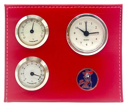 Ole Miss Rebels Colonel Reb Weather Station Desk Clock w/Alarm-NIB Cover