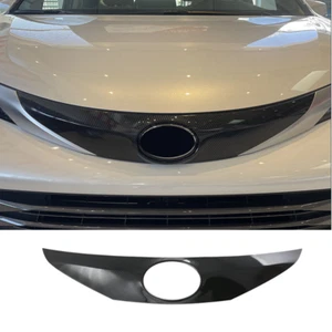 For 2021-22 Toyota Sienna Carbon Fiber Look Front Grille Grill Strips Cover Trim - Picture 1 of 6