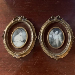 Viktorianische Bilder Junge und Mädchen, Vintage, über 60 Jahre alt 7x5,5x,5 - Bild 1 von 4