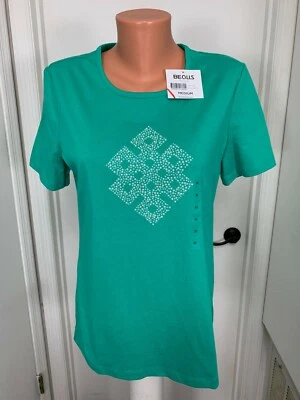 Coral Bay 女式中号镶嵌 T 恤上衣 T 恤全新 — 第 1/4 张图片