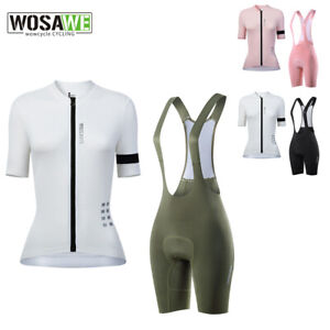 WOSAWE Damen Radsport Sets Shirts Bib Shorts Gepolsterte Tights Sportbekleidung