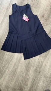 Navy Drop Waist Girls School Pinafore Dress 2 Pack 3/4 years S2 - Picture 1 of 2