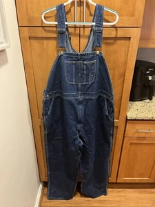 Vintage Key Blue Denim Jean Overalls Size 50x30 100% Cotton EUC - Picture 1 of 6