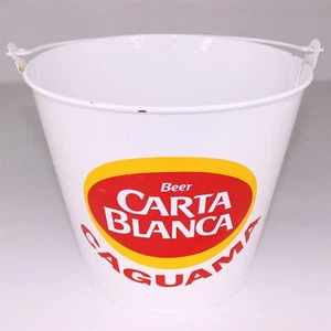 Carta Blanca Caguama Metal Beer Ice Bucket White With Logo 8.25" Used - Picture 1 of 6