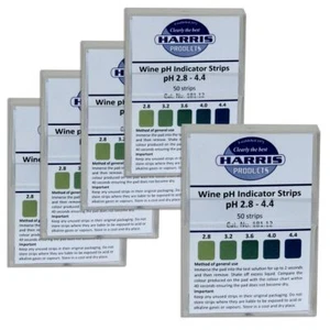 5x Harris Wine and Cider pH Test Strips Pack of 50 strips Range 2.8 to 4.4 - Picture 1 of 6