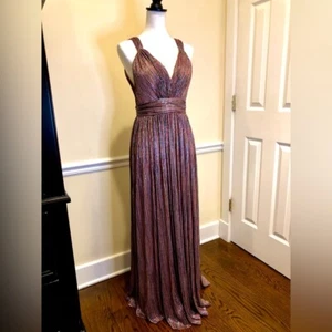 Vestido formal largo iridiscente metálico CATHERINE DEANE NIYA talla 6 - Imagen 1 de 12
