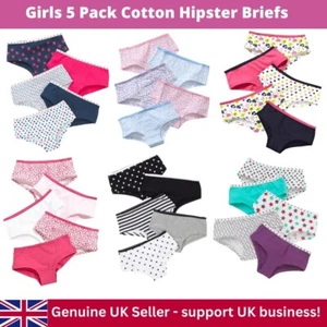 Girls Briefs Pants Knickers Hipster Shorts School 5 Pack Printed Just Essentials - Picture 1 of 17