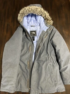 Girls The North Face DryVent 550 Coat Sz XL 18 Fur Trim Goose Down Parka Jacket - Image 1 of 4