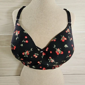 Torrid Curve Dream Wire-Free Push-Up Bra Black with Cherries Size 44DDD - Picture 1 of 6