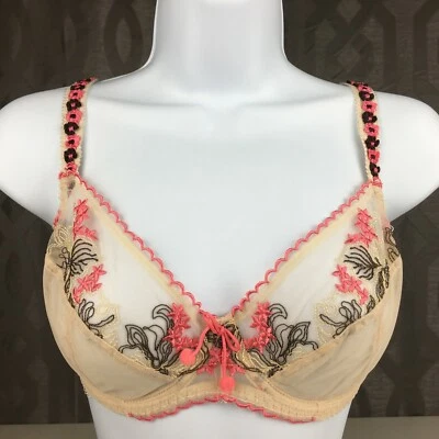 Lencería sexy rosa rubí KEIA transparente con sujetador con aros de encaje bordado - marfil/rosa Foto 1 de 4
