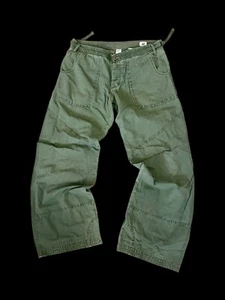 Pantaloni donna Y2K Chip N Pepper verde militare gamba larga tg 32x30 anni 90 firmati - Foto 1 di 11
