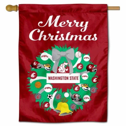 Washington State University Happy Holidays Decorative House Flag Cover