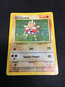 Hitmonchan 7/102 Base Set Holo LP+ Vintage Pokemon - Picture 1 of 3