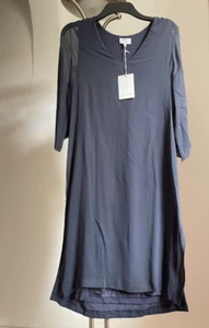 New JIGSAW Navy Smoke Silk Overlay V Neck Dress - Size M - RRP £129 - Picture 1 of 20