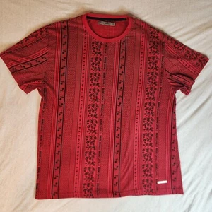 Bruno Cavalli Mens Shirt Red Designer Print XL - Picture 1 of 6