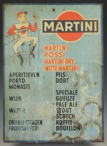 1950s Martini Advertising Drinks Sign Jockey Leon - Vintage Man Cave / Bar Sign - Picture 1 of 9