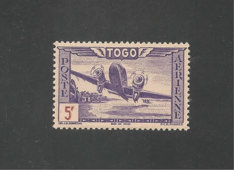 Togo #C10 (CD88) VF MNH - 1942 5fr Transport Plane Cover